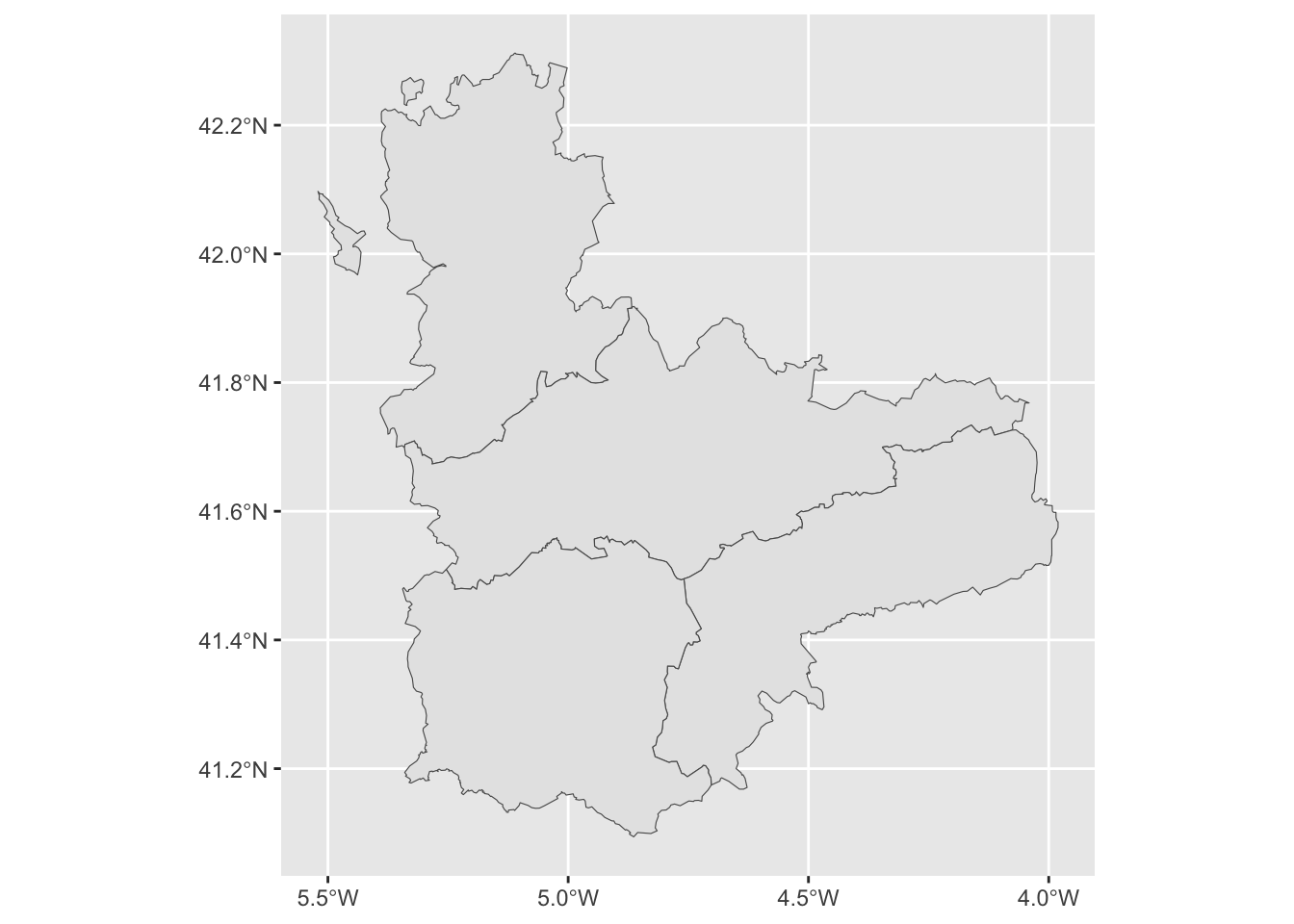 Las comarcas de la provincia de Valladolid según `ESP_adm3`