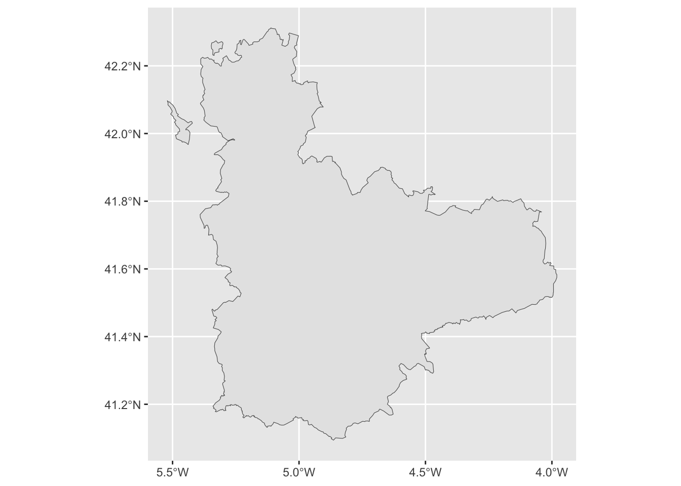 La provincia de Valladolid según `ESP_adm2`