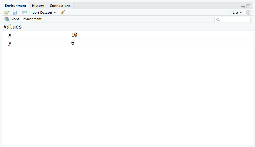 Ventana `Environment` de RStudio